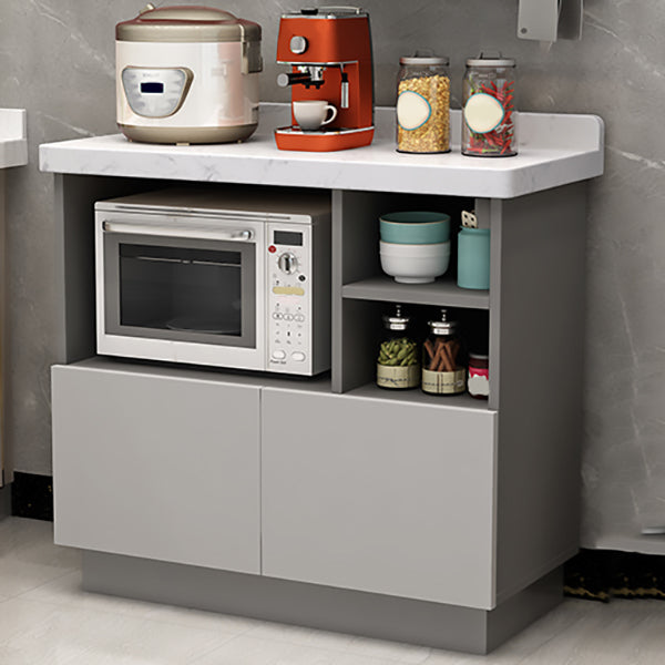 Contemporary Dining Server Kitchen Buffet Server Cabinet with Storage 35"L x 16"W x 31"H Silver Gray Clearhalo 'buffet_sideboard' 'Buffets & Sideboards' 'furn' 'furn_buffet_sideboard' 'Furniture' 'Kitchen & Dining Furniture' 7102861