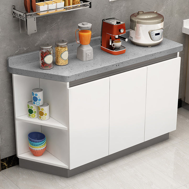 Contemporary Dining Server Kitchen Buffet Server Cabinet with Storage 51"L x 16"W x 31"H Textured White Clearhalo 'buffet_sideboard' 'Buffets & Sideboards' 'furn' 'furn_buffet_sideboard' 'Furniture' 'Kitchen & Dining Furniture' 7102863