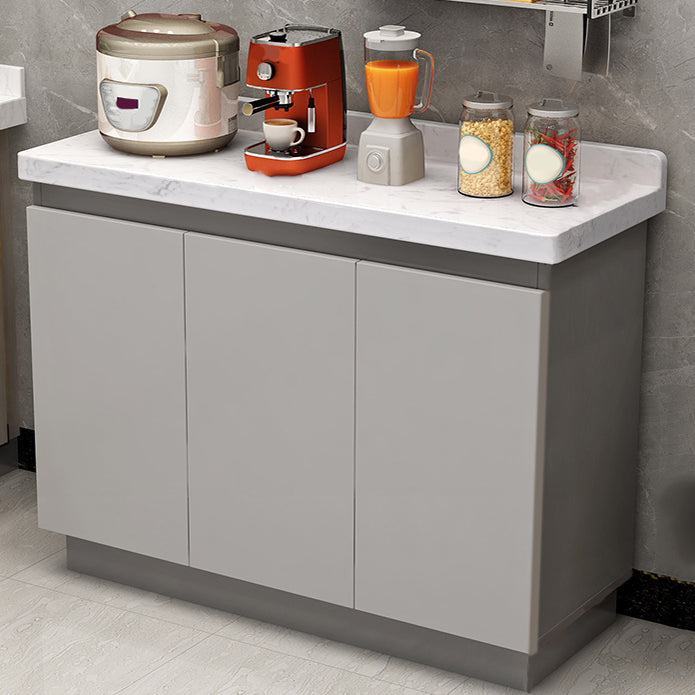 Contemporary Dining Server Kitchen Buffet Server Cabinet with Storage 43"L x 16"W x 31"H Silver Gray Clearhalo 'buffet_sideboard' 'Buffets & Sideboards' 'furn' 'furn_buffet_sideboard' 'Furniture' 'Kitchen & Dining Furniture' 7102864