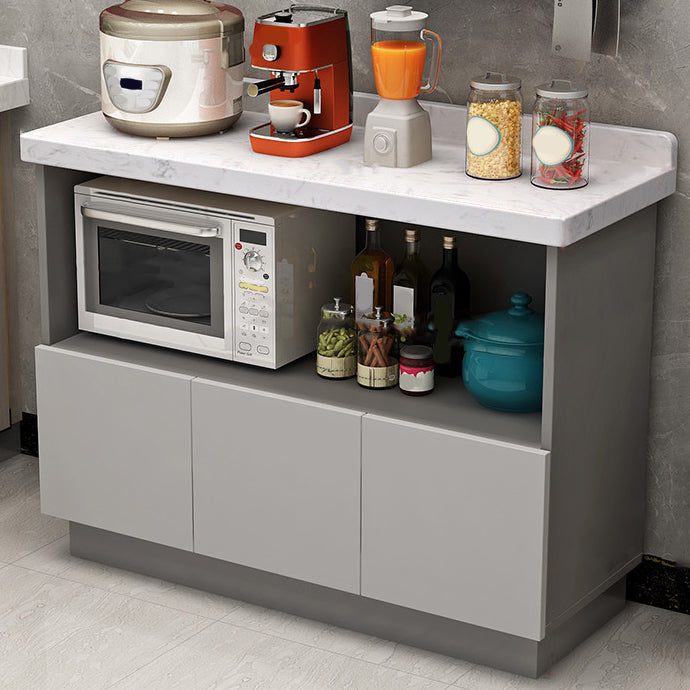 Contemporary Dining Server Kitchen Buffet Server Cabinet with Storage 51"L x 16"W x 31"H Silver Gray Clearhalo 'buffet_sideboard' 'Buffets & Sideboards' 'furn' 'furn_buffet_sideboard' 'Furniture' 'Kitchen & Dining Furniture' 7102865