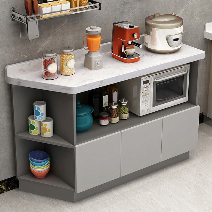 Contemporary Dining Server Kitchen Buffet Server Cabinet with Storage 51"L x 16"W x 31"H Cream Gray Clearhalo 'buffet_sideboard' 'Buffets & Sideboards' 'furn' 'furn_buffet_sideboard' 'Furniture' 'Kitchen & Dining Furniture' 7102868