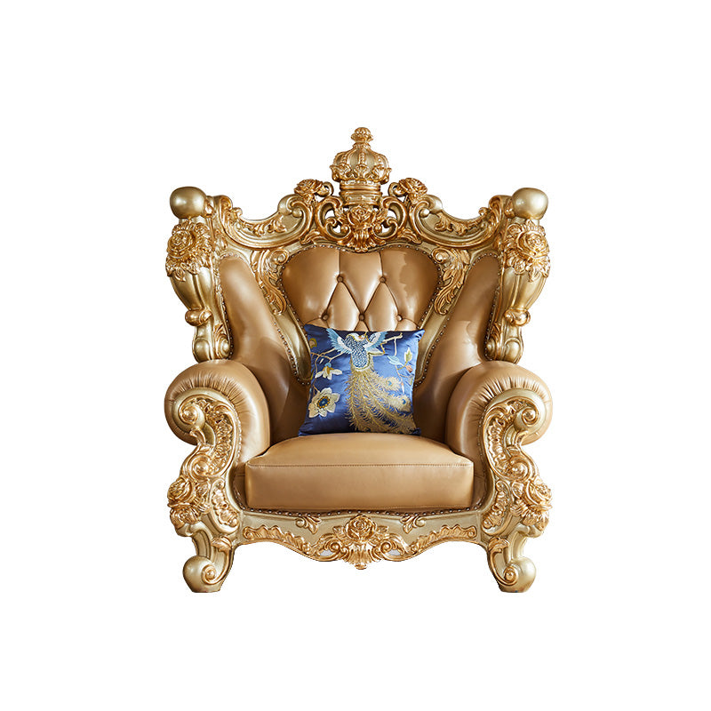 Genuine Leather Sofa Tufted Split-Back Rolled Arm Sofa for Living Room 1-Seater Sofa Genuine Leather Clearhalo 'furn' 'furn_sofas' 'Furniture' 'Living Room Furniture' 'Sofa' 'sofas' 7105217