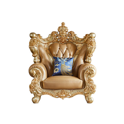 Genuine Leather Sofa Tufted Split-Back Rolled Arm Sofa for Living Room 1-Seater Sofa Genuine Leather Clearhalo 'furn' 'furn_sofas' 'Furniture' 'Living Room Furniture' 'Sofa' 'sofas' 7105217