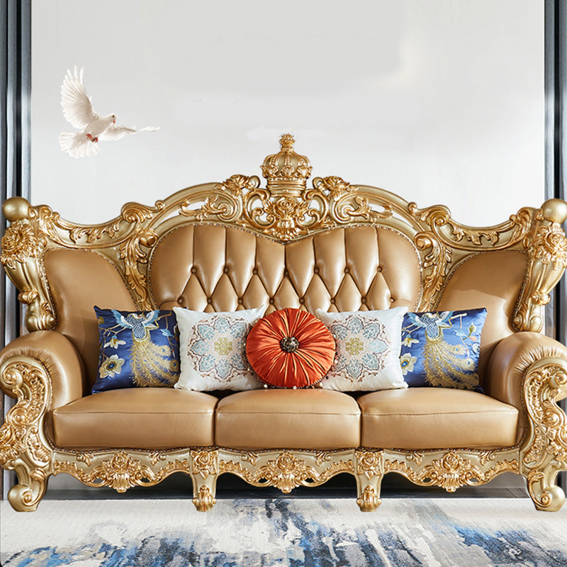 Genuine Leather Sofa Tufted Split-Back Rolled Arm Sofa for Living Room Clearhalo 'furn' 'furn_sofas' 'Furniture' 'Living Room Furniture' 'Sofa' 'sofas' 7105218