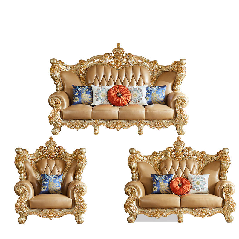 Genuine Leather Sofa Tufted Split-Back Rolled Arm Sofa for Living Room 1-Seater Sofa & 2-Seater Sofa & 4-Seater Sofa Genuine Leather Clearhalo 'furn' 'furn_sofas' 'Furniture' 'Living Room Furniture' 'Sofa' 'sofas' 7105219