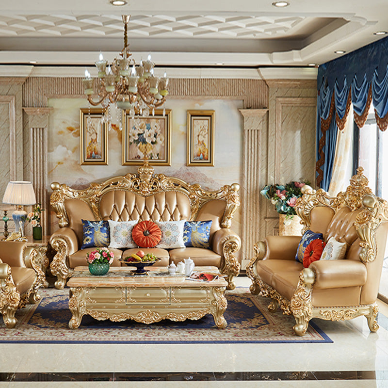 Genuine Leather Sofa Tufted Split-Back Rolled Arm Sofa for Living Room Clearhalo 'furn' 'furn_sofas' 'Furniture' 'Living Room Furniture' 'Sofa' 'sofas' 7105220