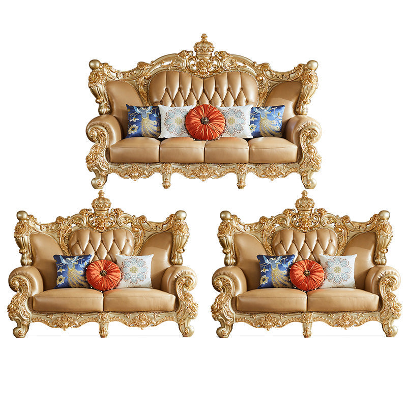 Genuine Leather Sofa Tufted Split-Back Rolled Arm Sofa for Living Room 2-Seater Sofa & 2-Seater Sofa & 4-Seater Sofa Genuine Leather Clearhalo 'furn' 'furn_sofas' 'Furniture' 'Living Room Furniture' 'Sofa' 'sofas' 7105228