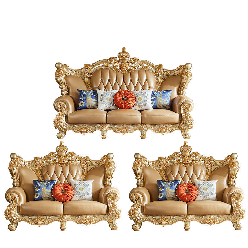 Genuine Leather Sofa Tufted Split-Back Rolled Arm Sofa for Living Room 2-Seater Sofa & 2-Seater Sofa & 3-Seater Sofa Genuine Leather Clearhalo 'furn' 'furn_sofas' 'Furniture' 'Living Room Furniture' 'Sofa' 'sofas' 7105230