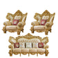 ゴールドの本革ソファ房式スプリットバックロールアームソファリビングルーム用