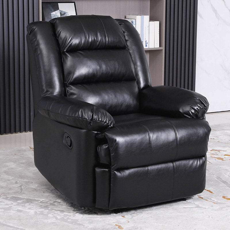 Faux Leather E Standard Recliner Solid Color Metal Fram Recliner Chair Black Clearhalo 'Chairs & Seating' 'furn' 'furn_recliners' 'Furniture' 'Living Room Furniture' 'Recliners' 7105579