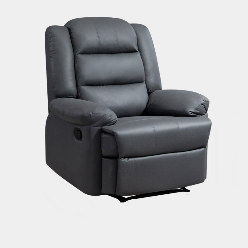Faux Leather E Standard Recliner Solid Color Metal Fram Recliner Chair Dark Gray Clearhalo 'Chairs & Seating' 'furn' 'furn_recliners' 'Furniture' 'Living Room Furniture' 'Recliners' 7105580