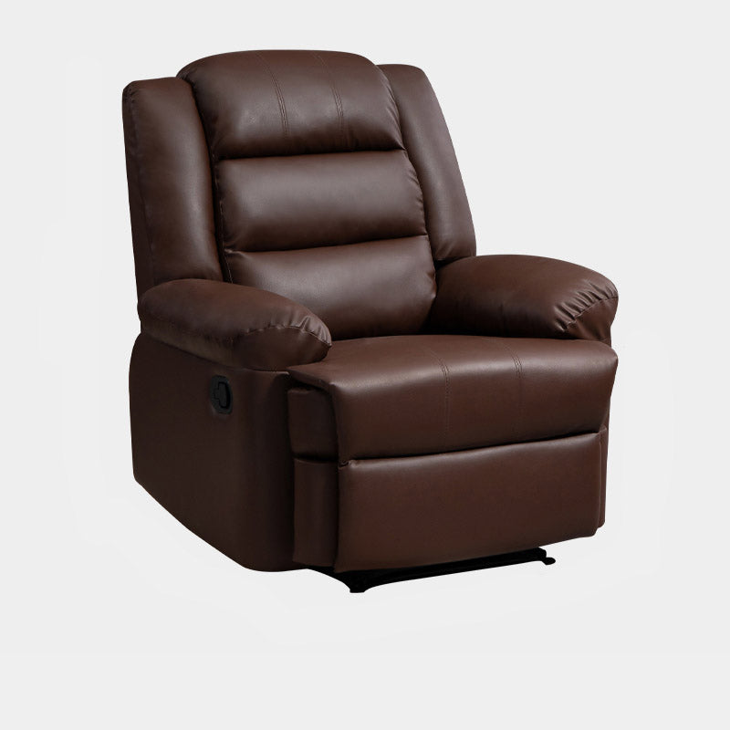 Faux Leather E Standard Recliner Solid Color Metal Fram Recliner Chair Coffee Clearhalo 'Chairs & Seating' 'furn' 'furn_recliners' 'Furniture' 'Living Room Furniture' 'Recliners' 7105581