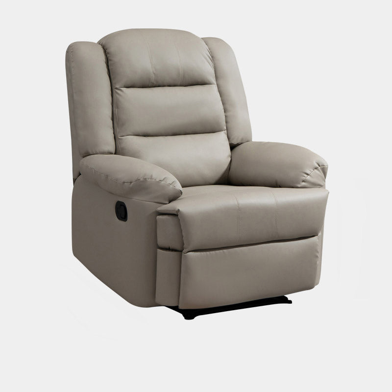 Faux Leather E Standard Recliner Solid Color Metal Fram Recliner Chair Light Gray Clearhalo 'Chairs & Seating' 'furn' 'furn_recliners' 'Furniture' 'Living Room Furniture' 'Recliners' 7105583