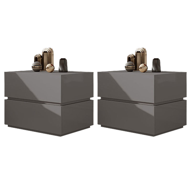 Contemporary Bedside Cabinet Faux Wood Bed Nightstand with Drawers Light Gray 2 Piece Set Clearhalo 'Bedroom Furniture' 'furn' 'furn_night_stand' 'Furniture' 'night_stand' 'Nightstands' 7108231