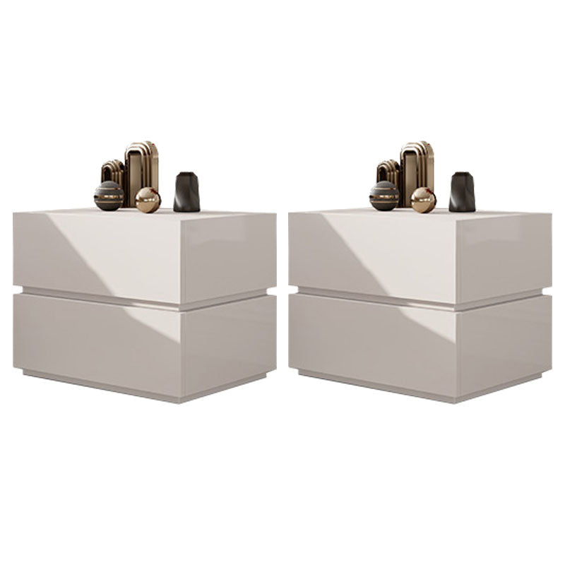 Contemporary Bedside Cabinet Faux Wood Bed Nightstand with Drawers White 2 Piece Set Clearhalo 'Bedroom Furniture' 'furn' 'furn_night_stand' 'Furniture' 'night_stand' 'Nightstands' 7108233