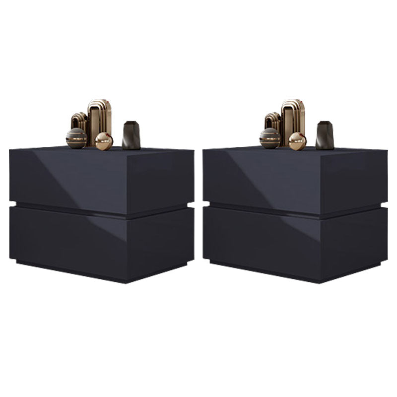 Contemporary Bedside Cabinet Faux Wood Bed Nightstand with Drawers Dark Gray 2 Piece Set Clearhalo 'Bedroom Furniture' 'furn' 'furn_night_stand' 'Furniture' 'night_stand' 'Nightstands' 7108237