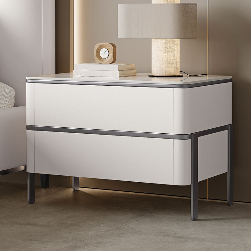 Contemporary Bedside Cabinet Stone Bed Nightstand for Bedroom Off-White 1 Piece Clearhalo 'Bedroom Furniture' 'furn' 'furn_night_stand' 'Furniture' 'night_stand' 'Nightstands' 7108265
