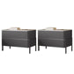 Contemporary Bedside Cabinet Stone Bed Nightstand for Bedroom Dark Gray 2 Piece Set Clearhalo 'Bedroom Furniture' 'furn' 'furn_night_stand' 'Furniture' 'night_stand' 'Nightstands' 7108276
