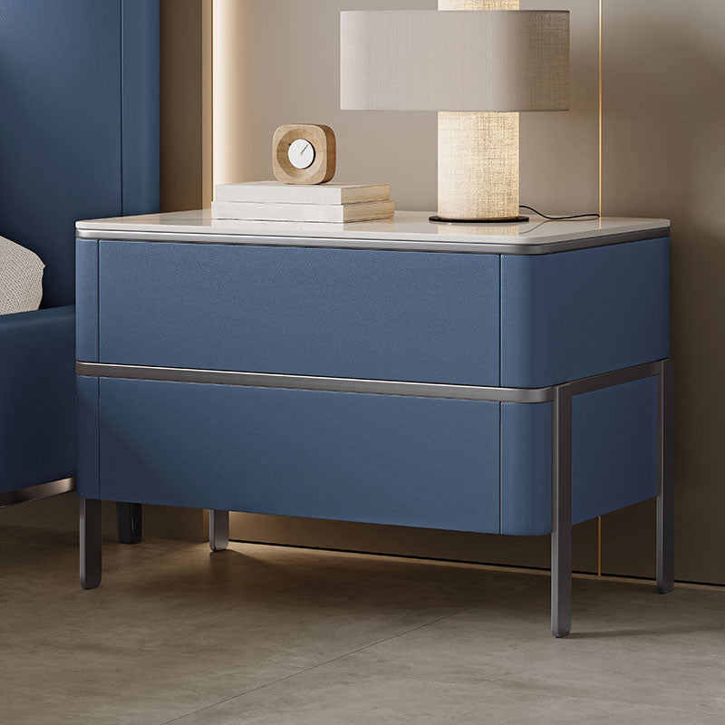 Contemporary Bedside Cabinet Stone Bed Nightstand for Bedroom Dark Blue 1 Piece Clearhalo 'Bedroom Furniture' 'furn' 'furn_night_stand' 'Furniture' 'night_stand' 'Nightstands' 7108279