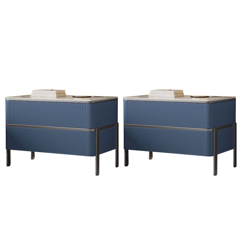 Contemporary Bedside Cabinet Stone Bed Nightstand for Bedroom Dark Blue 2 Piece Set Clearhalo 'Bedroom Furniture' 'furn' 'furn_night_stand' 'Furniture' 'night_stand' 'Nightstands' 7108280