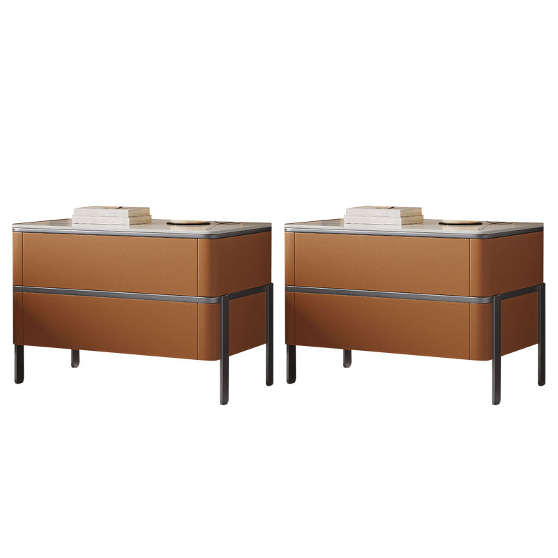 Contemporary Bedside Cabinet Stone Bed Nightstand for Bedroom Orange 2 Piece Set Clearhalo 'Bedroom Furniture' 'furn' 'furn_night_stand' 'Furniture' 'night_stand' 'Nightstands' 7108286