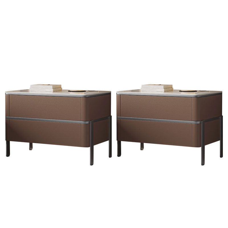 Contemporary Bedside Cabinet Stone Bed Nightstand for Bedroom Coffee 2 Piece Set Clearhalo 'Bedroom Furniture' 'furn' 'furn_night_stand' 'Furniture' 'night_stand' 'Nightstands' 7108288