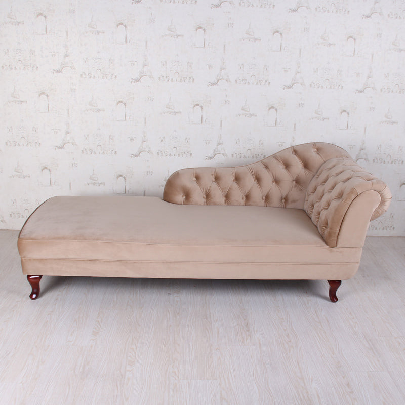 Traditional Micro-velvet Chaise Lounge Chair with One Arms, Upholstered Accent Chair Light Brown Right-Arm Chaise Clearhalo 'Chairs & Seating' 'Chaise Lounge' 'chaise_lounge' 'furn' 'furn_chaise_lounge' 'Furniture' 'Living Room Furniture' 7108349