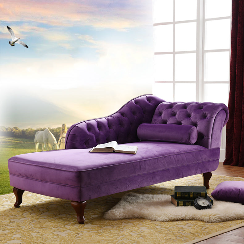 Traditional Micro-velvet Chaise Lounge Chair with One Arms, Upholstered Accent Chair Clearhalo 'Chairs & Seating' 'Chaise Lounge' 'chaise_lounge' 'furn' 'furn_chaise_lounge' 'Furniture' 'Living Room Furniture' 7108352