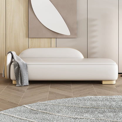 Living Room Chaise Recessed Arms Nordic Chaise Lounge with Leather Upholster Beige Left-Arm Chaise Clearhalo 'Chairs & Seating' 'Chaise Lounge' 'chaise_lounge' 'furn' 'furn_chaise_lounge' 'Furniture' 'Living Room Furniture' 7108368
