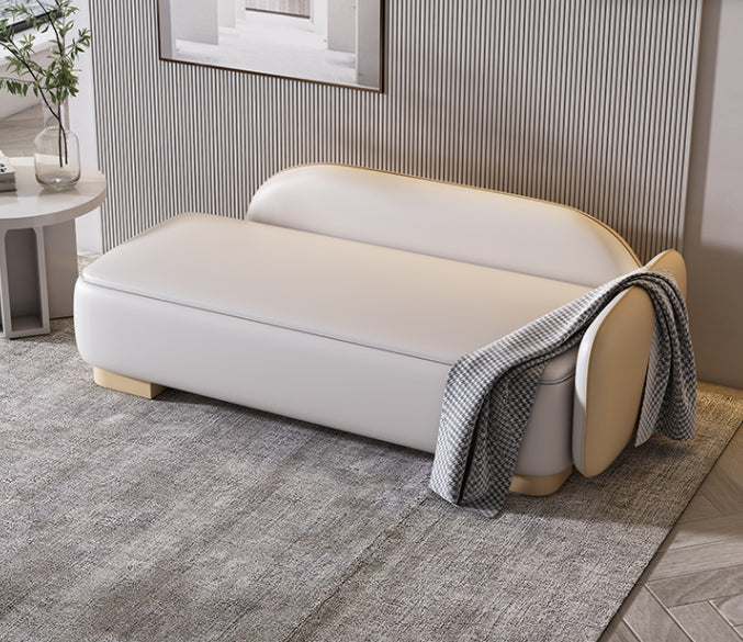 Living Room Chaise Recessed Arms Nordic Chaise Lounge with Leather Upholster Beige Right-Arm Chaise Clearhalo 'Chairs & Seating' 'Chaise Lounge' 'chaise_lounge' 'furn' 'furn_chaise_lounge' 'Furniture' 'Living Room Furniture' 7108373