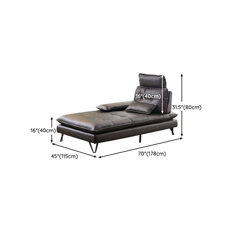 Living Room Black Leather Chaise Pillow Top Arms Modern Chaise Lounge Clearhalo 'Chairs & Seating' 'Chaise Lounge' 'chaise_lounge' 'furn' 'furn_chaise_lounge' 'Furniture' 'Living Room Furniture' 7108391