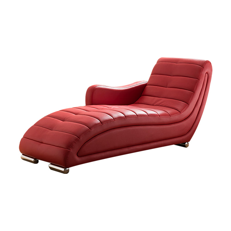 Living Room Leather Chaise Square Arms Modern Chaise Lounge with Upholster Red Clearhalo 'Chairs & Seating' 'Chaise Lounge' 'chaise_lounge' 'furn' 'furn_chaise_lounge' 'Furniture' 'Living Room Furniture' 7108396
