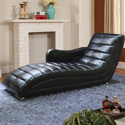 Living Room Leather Chaise Square Arms Modern Chaise Lounge with Upholster Black Clearhalo 'Chairs & Seating' 'Chaise Lounge' 'chaise_lounge' 'furn' 'furn_chaise_lounge' 'Furniture' 'Living Room Furniture' 7108398
