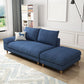 Modern Faux Leather and Linen Chaise Lounge Solid Color Chaise Lounge Chaise with Ottoman Royal Blue Left-Arm Chaise Clearhalo 'Chairs & Seating' 'Chaise Lounge' 'chaise_lounge' 'furn' 'furn_chaise_lounge' 'Furniture' 'Living Room Furniture' 7108402