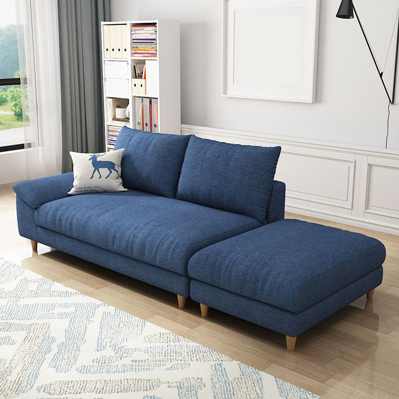 Modern Faux Leather and Linen Chaise Lounge Solid Color Chaise Lounge Chaise with Ottoman Royal Blue Left-Arm Chaise Clearhalo 'Chairs & Seating' 'Chaise Lounge' 'chaise_lounge' 'furn' 'furn_chaise_lounge' 'Furniture' 'Living Room Furniture' 7108402