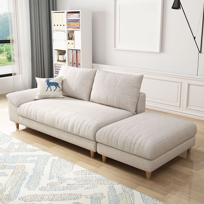 Modern Faux Leather and Linen Chaise Lounge Solid Color Chaise Lounge Chaise with Ottoman White Left-Arm Chaise Clearhalo 'Chairs & Seating' 'Chaise Lounge' 'chaise_lounge' 'furn' 'furn_chaise_lounge' 'Furniture' 'Living Room Furniture' 7108403