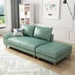 Modern Faux Leather and Linen Chaise Lounge Solid Color Chaise Lounge Chaise with Ottoman Lake Blue Left-Arm Chaise Clearhalo 'Chairs & Seating' 'Chaise Lounge' 'chaise_lounge' 'furn' 'furn_chaise_lounge' 'Furniture' 'Living Room Furniture' 7108405