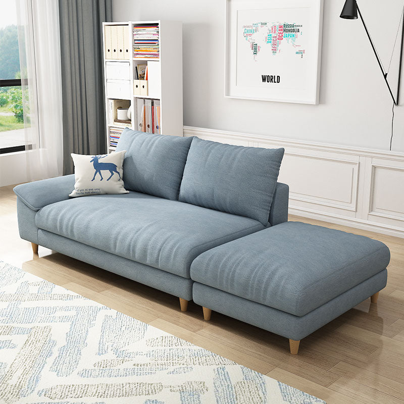 Modern Faux Leather and Linen Chaise Lounge Solid Color Chaise Lounge Chaise with Ottoman Blue Gray Left-Arm Chaise Clearhalo 'Chairs & Seating' 'Chaise Lounge' 'chaise_lounge' 'furn' 'furn_chaise_lounge' 'Furniture' 'Living Room Furniture' 7108409