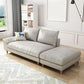 Modern Faux Leather and Linen Chaise Lounge Solid Color Chaise Lounge Chaise with Ottoman Silver Gray Left-Arm Chaise Clearhalo 'Chairs & Seating' 'Chaise Lounge' 'chaise_lounge' 'furn' 'furn_chaise_lounge' 'Furniture' 'Living Room Furniture' 7108416