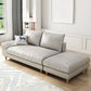 Modern Faux Leather and Linen Chaise Lounge Solid Color Chaise Lounge Chaise with Ottoman Light Grey Left-Arm Chaise Clearhalo 'Chairs & Seating' 'Chaise Lounge' 'chaise_lounge' 'furn' 'furn_chaise_lounge' 'Furniture' 'Living Room Furniture' 7108418
