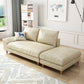 Modern Faux Leather and Linen Chaise Lounge Solid Color Chaise Lounge Chaise with Ottoman Off-White Left-Arm Chaise Clearhalo 'Chairs & Seating' 'Chaise Lounge' 'chaise_lounge' 'furn' 'furn_chaise_lounge' 'Furniture' 'Living Room Furniture' 7108419