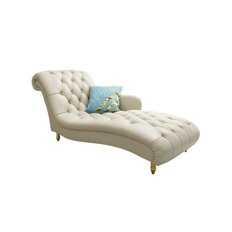 Glam Genuine Leather Chaise Lounge Living Room Chaise with One Armed White Left-Arm Chaise Clearhalo 'Chairs & Seating' 'Chaise Lounge' 'chaise_lounge' 'furn' 'furn_chaise_lounge' 'Furniture' 'Living Room Furniture' 7108425