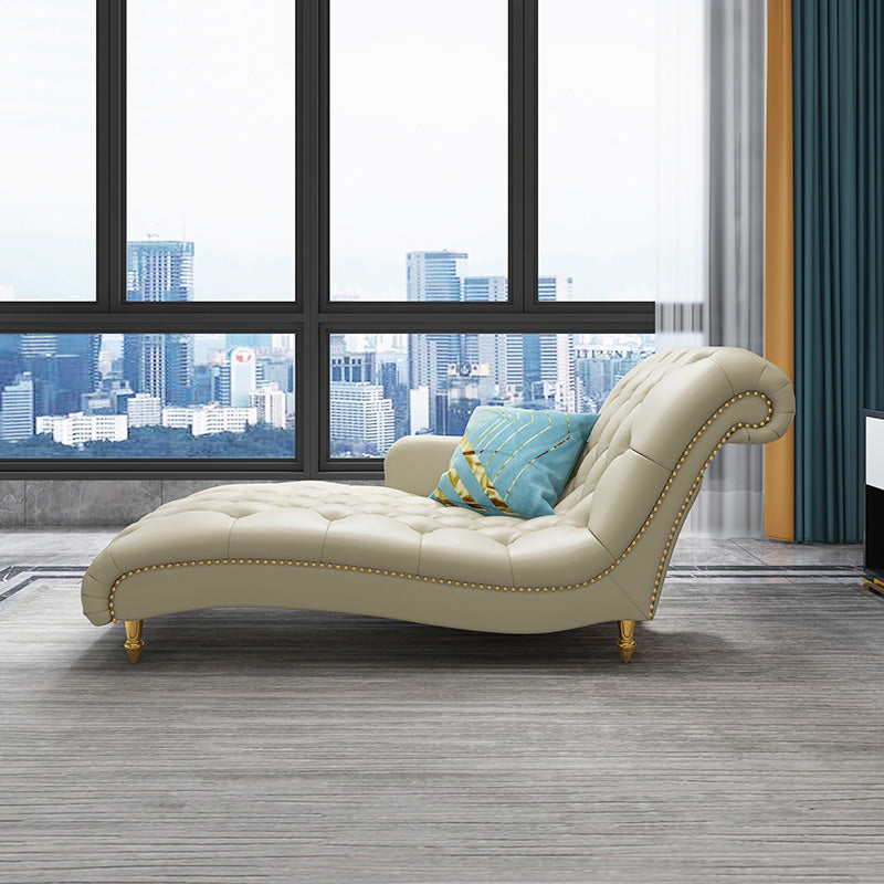 Glam Genuine Leather Chaise Lounge Living Room Chaise with One Armed Clearhalo 'Chairs & Seating' 'Chaise Lounge' 'chaise_lounge' 'furn' 'furn_chaise_lounge' 'Furniture' 'Living Room Furniture' 7108428