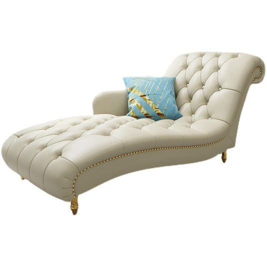 Glam Genuine Leather Chaise Lounge Living Room Chaise with One Armed Clearhalo 'Chairs & Seating' 'Chaise Lounge' 'chaise_lounge' 'furn' 'furn_chaise_lounge' 'Furniture' 'Living Room Furniture' 7108430