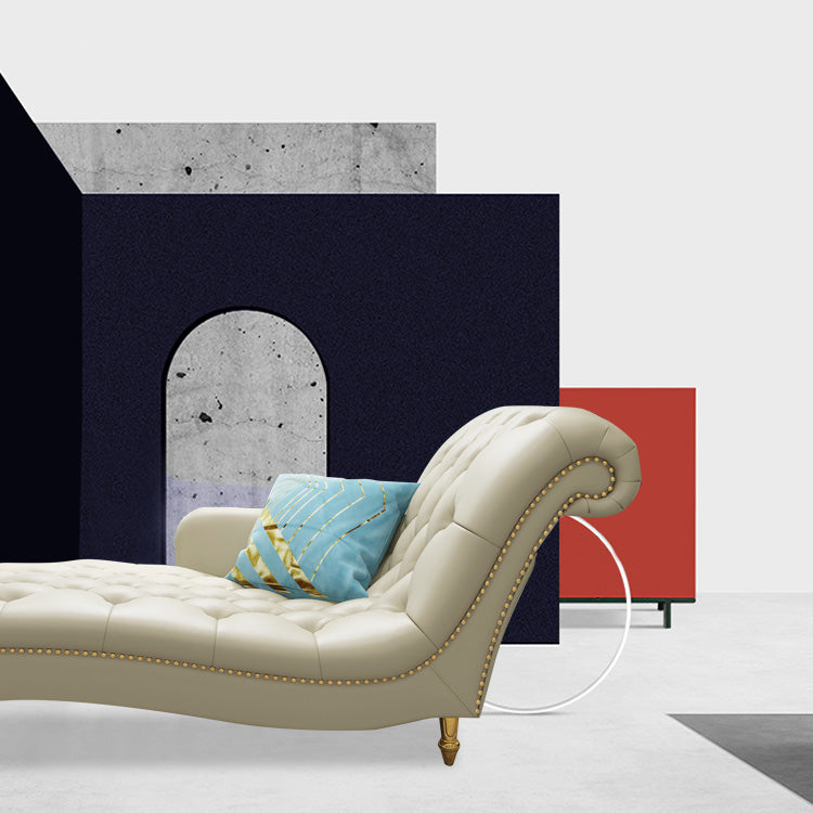 Glam Genuine Leather Chaise Lounge Living Room Chaise with One Armed Clearhalo 'Chairs & Seating' 'Chaise Lounge' 'chaise_lounge' 'furn' 'furn_chaise_lounge' 'Furniture' 'Living Room Furniture' 7108431