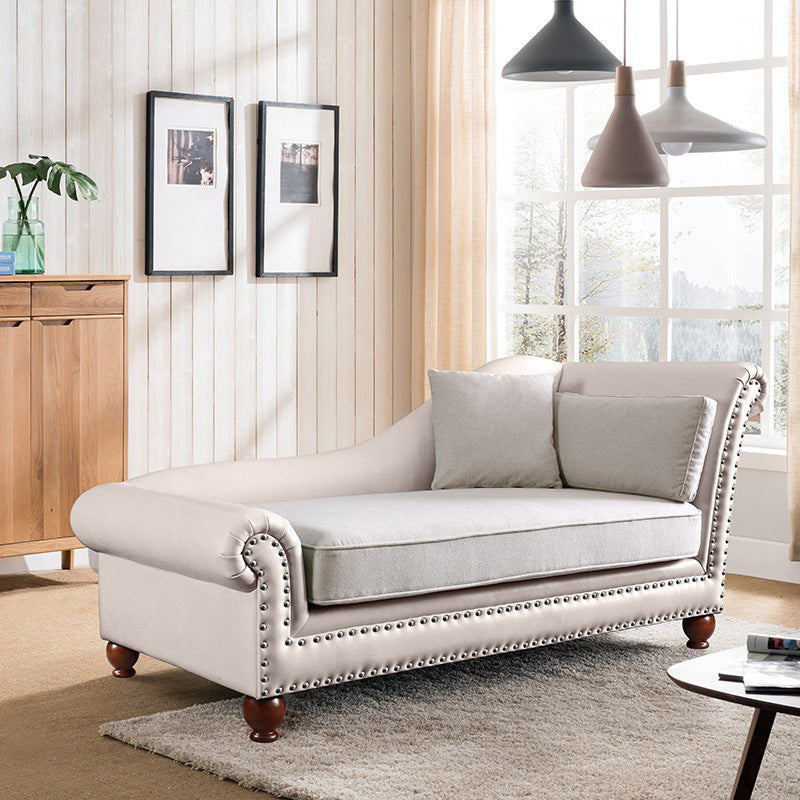 Traditional Chaise Lounge Faux Leather Chaise Lounge with Arm White Clearhalo 'Chairs & Seating' 'Chaise Lounge' 'chaise_lounge' 'furn' 'furn_chaise_lounge' 'Furniture' 'Living Room Furniture' 7108438