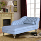Traditional Chaise Lounge Genuine Leather Floor Chair with Recessed Arms