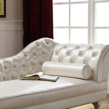 Traditional Chaise Lounge Genuine Leather Floor Chair with Recessed Arms