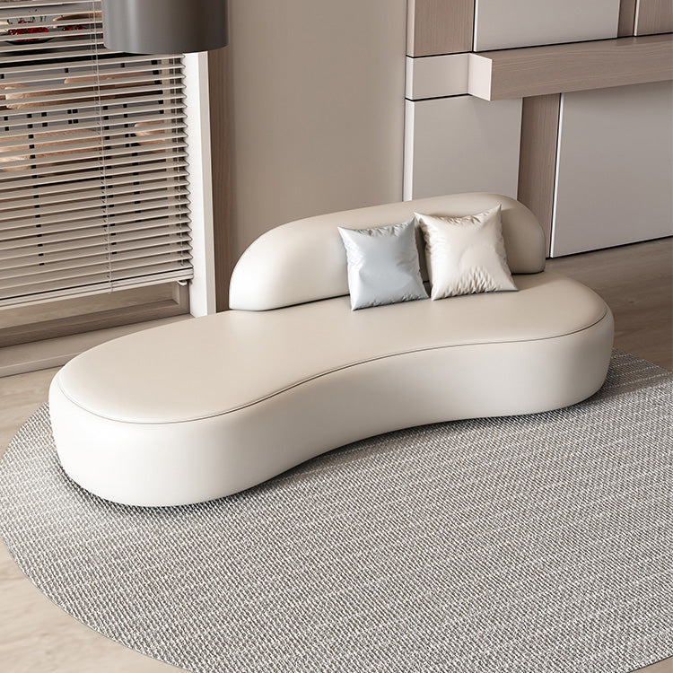 Modern Chaise Lounge Genuine Leather Chaise Lounge with Recessed Arm 79"L x 29"W x 29"H Beige Clearhalo 'Chairs & Seating' 'Chaise Lounge' 'chaise_lounge' 'furn' 'furn_chaise_lounge' 'Furniture' 'Living Room Furniture' 7108474