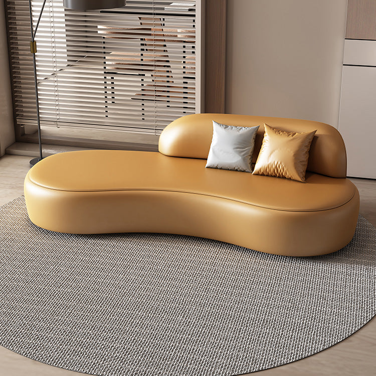 Modern Chaise Lounge Genuine Leather Chaise Lounge with Recessed Arm Orange Clearhalo 'Chairs & Seating' 'Chaise Lounge' 'chaise_lounge' 'furn' 'furn_chaise_lounge' 'Furniture' 'Living Room Furniture' 7108477